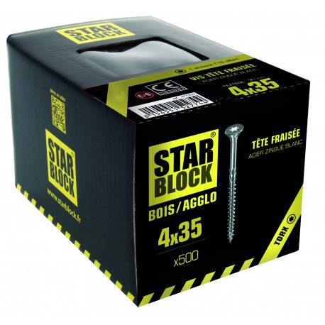Vis bois et agglomérés - 4x35 - TX - boite de 500 STARBLOCK