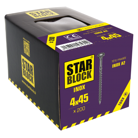 Vis Inox A2 - 4x45 - boîte de 200 STARBLOCK