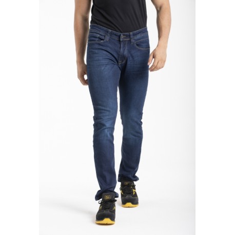 Jeans de travail coupe droite ajustée denim stretch WORK0 stone brossé T.40